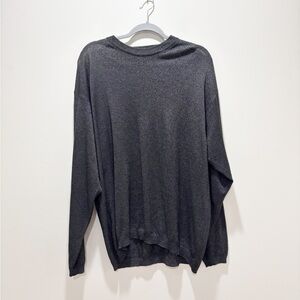 Raffi Men's Crewneck Sweater - Charcoal Gray Metallic Sheen Long Sleeve XXL